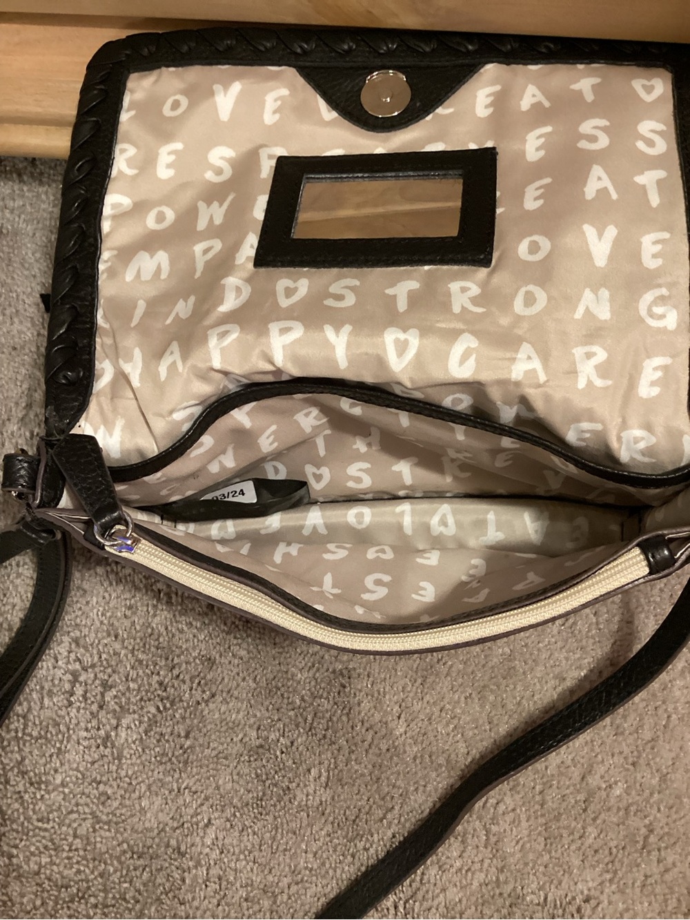 Aimee Kestenberg Black Pebbled Leather Crossbody with Braided Trim - Picture 4 of 6